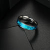 Titanium Steel Jewelry Rings Bracelets Blue Imitation Opal Dripping Oil Style Unisex