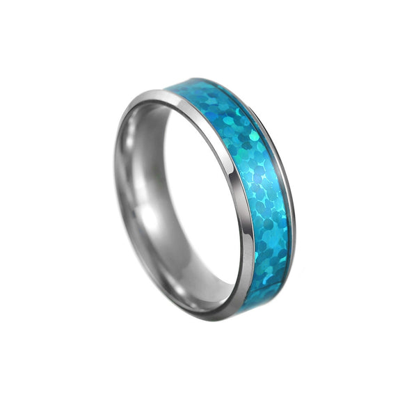Titanium Steel Jewelry Rings Bracelets Blue Imitation Opal Dripping Oil Style Unisex