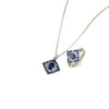 Titanium Steel Jewelry Set Geometric Mixed Gemstone Pendant Necklace Earrings Ring Clavicle Chain Electroplated