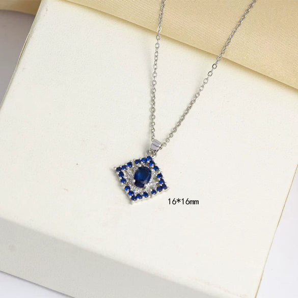 Titanium Steel Jewelry Set Geometric Mixed Gemstone Pendant Necklace Earrings Ring Clavicle Chain Electroplated