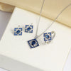Titanium Steel Jewelry Set Geometric Mixed Gemstone Pendant Necklace Earrings Ring Clavicle Chain Electroplated