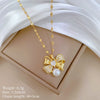 Titanium Steel Jewelry Set With Bow And Geometric Design Light Luxury Electroplated