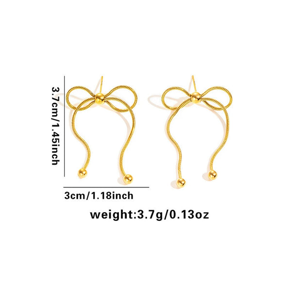 Titanium Steel Jewelry Set With Bowknot Tassel Round Bead Design And Electroplating For Women