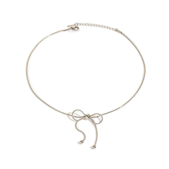 Titanium Steel Jewelry Set With Bowknot Tassel Round Bead Design And Electroplating For Women