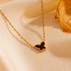 Titanium Steel Jewelry Set With Butterfly And Plant Flowers Pattern For Women Include Necklace Earrings And Bracelet