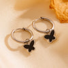Titanium Steel Jewelry Set With Butterfly And Plant Flowers Pattern For Women Include Necklace Earrings And Bracelet
