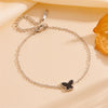 Titanium Steel Jewelry Set With Butterfly And Plant Flowers Pattern For Women Include Necklace Earrings And Bracelet