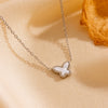 Titanium Steel Jewelry Set With Butterfly And Plant Flowers Pattern For Women Include Necklace Earrings And Bracelet