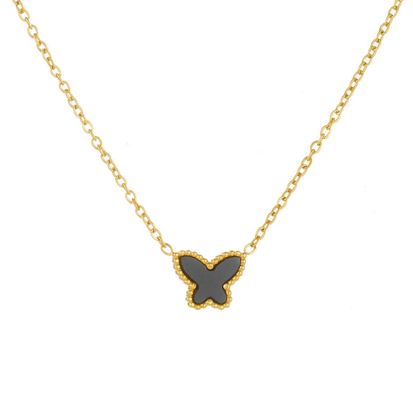 Titanium Steel Jewelry Set With Butterfly And Plant Flowers Pattern For Women Include Necklace Earrings And Bracelet