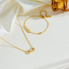 Titanium Steel Jewelry Set With Diamonds Geometric Style Bamboo Chain For Women
