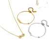 Titanium Steel Jewelry Set With Diamonds Geometric Style Bamboo Chain For Women
