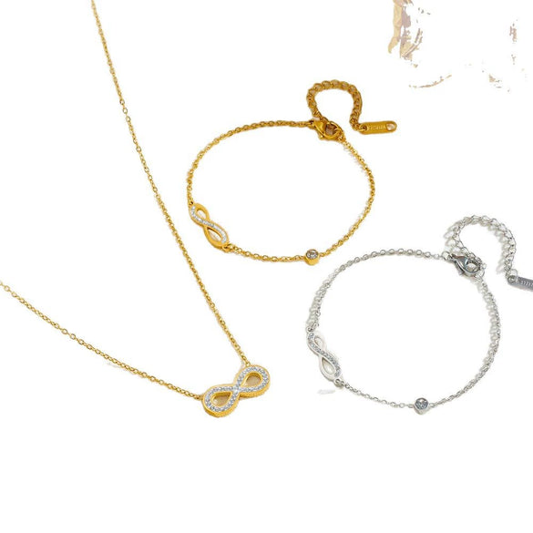 Titanium Steel Jewelry Set With Diamonds Geometric Style Bamboo Chain For Women