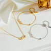Titanium Steel Jewelry Set With Diamonds Geometric Style Bamboo Chain For Women