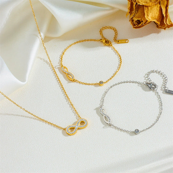 Titanium Steel Jewelry Set With Diamonds Geometric Style Bamboo Chain For Women