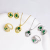 Titanium Steel Jewelry Set With Emerald Gemstone Pendant Animal Zodiac Pattern Electroplated For Women