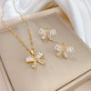Titanium Steel Jewelry Set With Geometric Design And Electroplating For Women