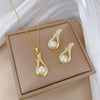 Titanium Steel Jewelry Set With Geometric Design And Electroplating For Women