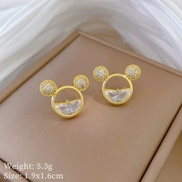Titanium Steel Jewelry Set With Geometric Pattern And Electroplating Mouse Head Design For Women