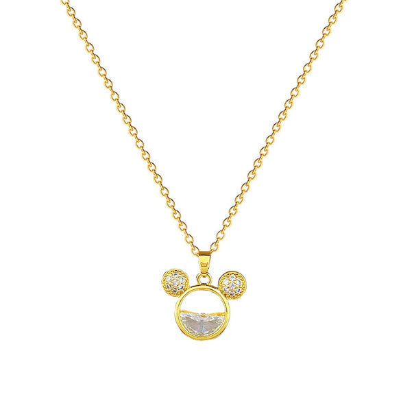 Titanium Steel Jewelry Set With Geometric Pattern And Electroplating Mouse Head Design For Women