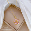 Titanium Steel Jewelry Set With Geometric Pattern Electroplated For Women Light Luxury Five Leaf Flower Design