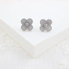 Titanium Steel Jewelry Set With Laser Clover And Plant Flowers Pattern Electroplating Treatment For Women