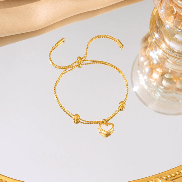 Titanium Steel Jewelry Set With Love Pattern And Heartshaped Earrings For Women Light Luxury Style Electroplated