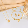 Titanium Steel Jewelry Set With Love Pattern And Heartshaped Earrings For Women Light Luxury Style Electroplated