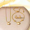 Titanium Steel Jewelry Set With Love Pattern And Heartshaped Earrings For Women Light Luxury Style Electroplated