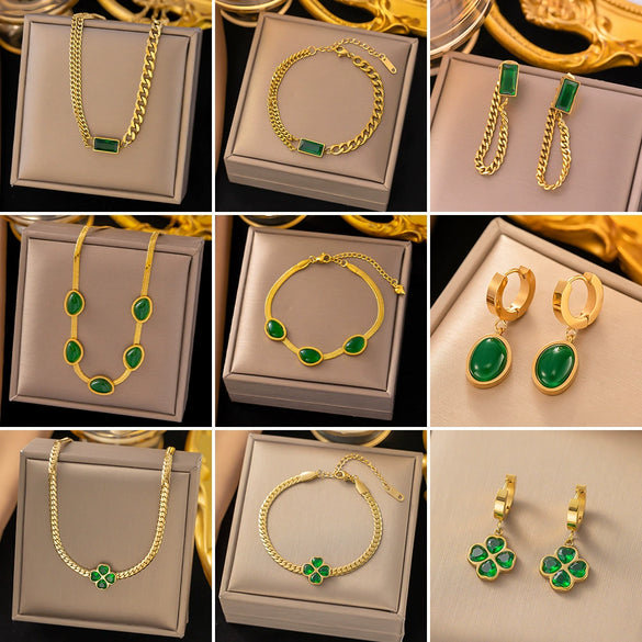 Titanium Steel Jewelry Set With Love Water Drops Bells Pattern Electroplated For Women