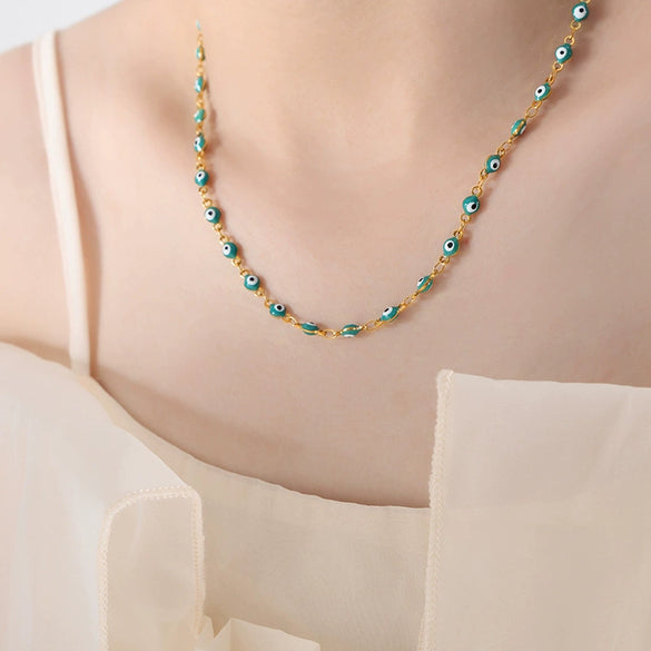Titanium Steel Jewelry Set With Oil Drop Stitching Electroplated For Women