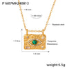 316L Stainless Steel Jewelry Set With Retro Texture And Devil's Eye Square Pendant For Women Electroplated Light Luxury Style