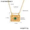 316L Stainless Steel Jewelry Set With Retro Texture And Devil's Eye Square Pendant For Women Electroplated Light Luxury Style