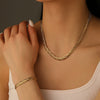 Titanium Steel Jewelry Set With Threestrand Woven Stainless Steel Multilayer Design And Geometric Style Set With Diamonds