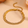 Titanium Steel Jewelry Set With Threestrand Woven Stainless Steel Multilayer Design And Geometric Style Set With Diamonds