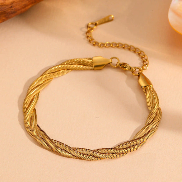 Titanium Steel Jewelry Set With Threestrand Woven Stainless Steel Multilayer Design And Geometric Style Set With Diamonds