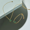Titanium Steel Jewelry Set With Turquoise Inlay And Butterfly Bow Animal Zodiac Design
