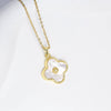 Titanium Steel Jewelry With Shell And Four Leaf Clover Pendant And Flower Pattern Electroplated Mixed Gemstone Setting O Word Chain