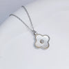 Titanium Steel Jewelry With Shell And Four Leaf Clover Pendant And Flower Pattern Electroplated Mixed Gemstone Setting O Word Chain