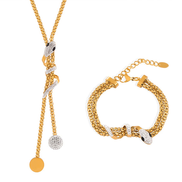 316L Stainless Steel Jewelry With Spirit Snake Design Double Layer Chain Electroplated Style For Unisex