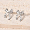Titanium Steel 18K Electroplated Geometric Bowknot Women's Earrings
