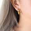 316L Stainless Steel 18K Gold Electroplated Diamond Ushape Geometric Women's Earrings