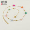 316L Stainless Steel 18K Gold Plated Crystal Flower Geometric Cross Chain Women's Bracelet And Necklace