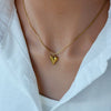 Titanium Steel 18K Gold Plated Heartshaped Bead Chain Necklace Unisex Minimalist