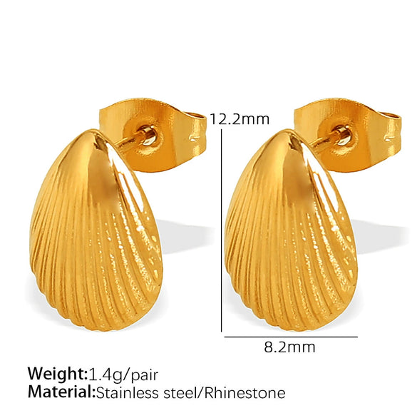 316L Stainless Steel 18K Gold Plated Ocean Style Women's Earrings Jewelry With Electroplating Design