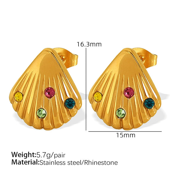 316L Stainless Steel 18K Gold Plated Ocean Style Women's Earrings Jewelry With Electroplating Design