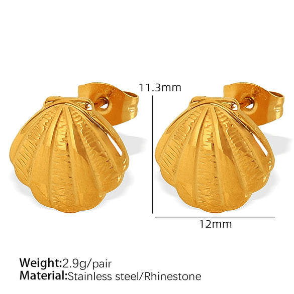 316L Stainless Steel 18K Gold Plated Ocean Style Women's Earrings Jewelry With Electroplating Design
