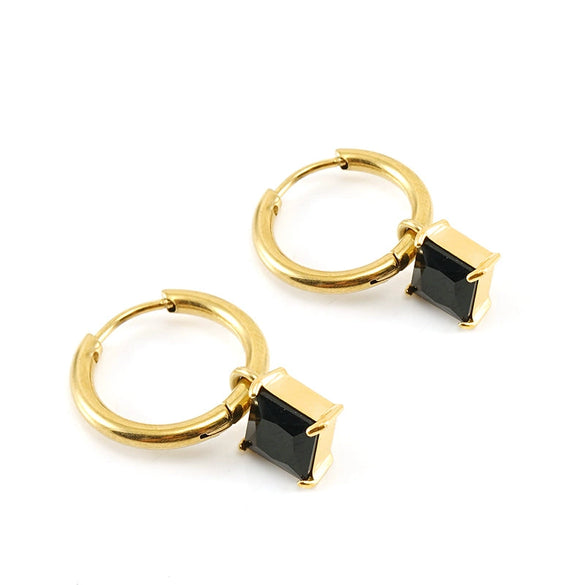 316L Stainless Steel 18K Gold Plated Square Geometric Drop Shape Earrings For Women