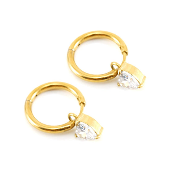 316L Stainless Steel 18K Gold Plated Square Geometric Drop Shape Earrings For Women