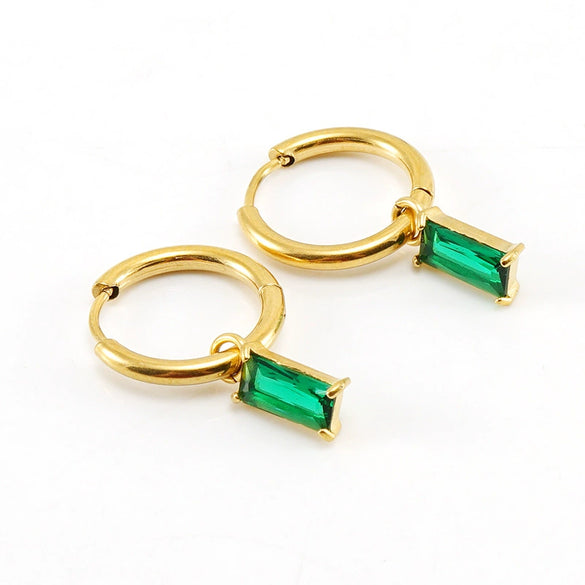 316L Stainless Steel 18K Gold Plated Square Geometric Drop Shape Earrings For Women