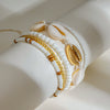 Titanium Steel 18K Gold Square Shell Bead Geometric Style Women's Anklet